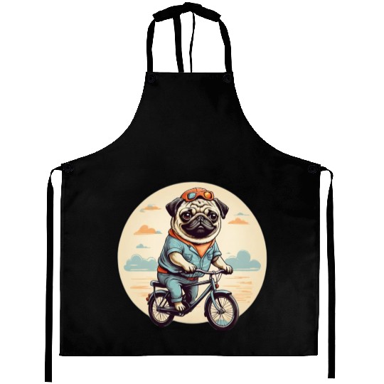 Pug Riding Bike Aprons