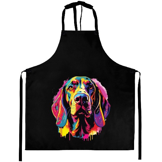 Watercolor Colorful American English Coonhound Aprons