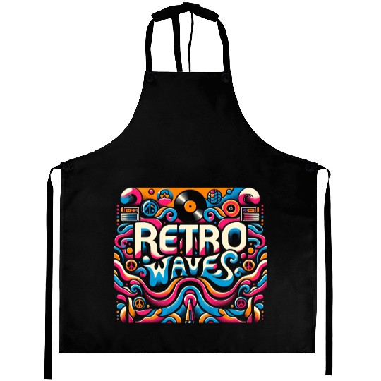 Retro Waves Aesthetic Aprons
