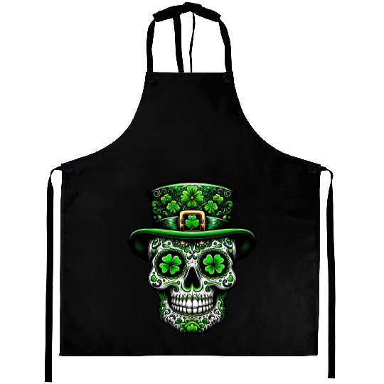 St Patricks Day Irish Sugar Skull Day Of Dead Aprons