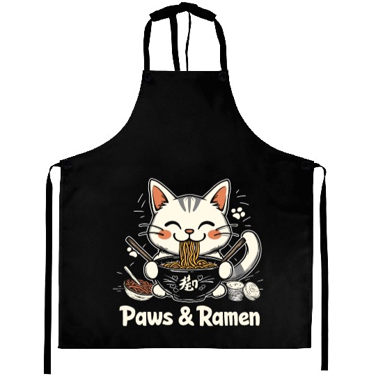 Funny Cat Paws and Ramen Kawai Aprons