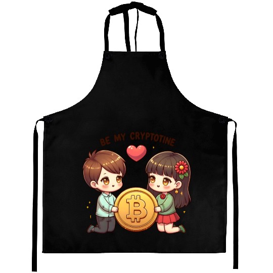 Be My Cryptotine: Adorable Bitcoin Couple Aprons