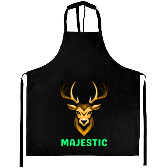 Black and Yellow Illustrative Deer Animal Logo Aprons