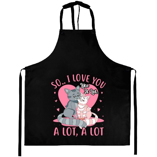Cute Valentine's Day Cartoon Cats Aprons