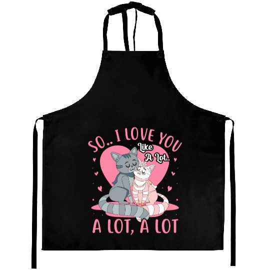 Cute Valentine's Day Cartoon Cats Aprons
