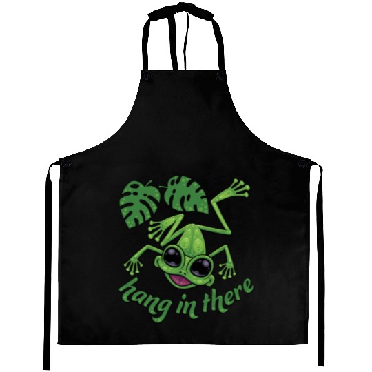 Hang In There Happy Green Tree Frog Aprons