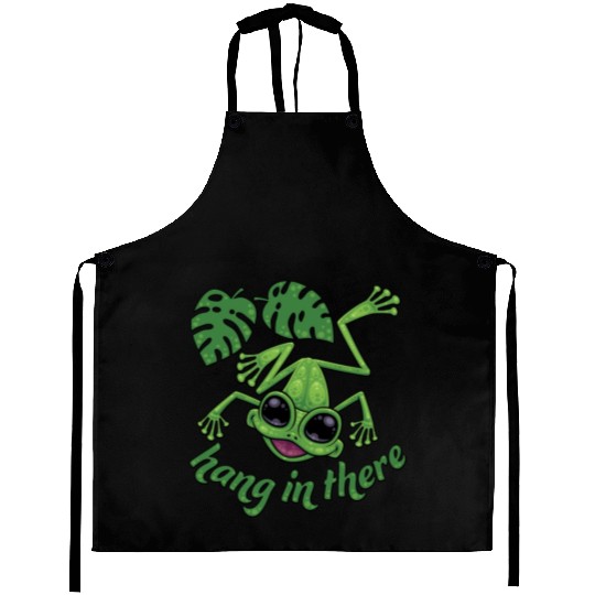 Hang In There Happy Green Tree Frog Aprons