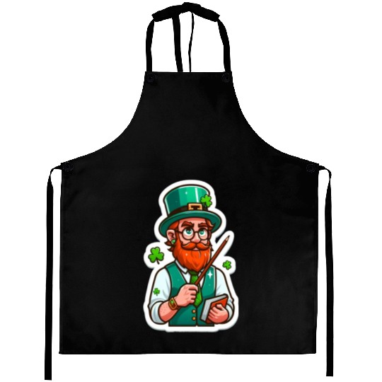 Irish bearded teacher, funny st patricks day Aprons