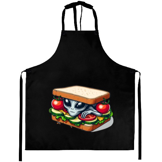 Alien Hiding in a Sandwich Aprons