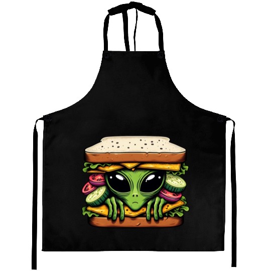 Alien Hiding in a Sandwich Aprons
