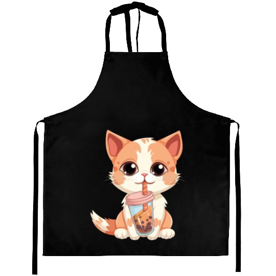 Cat Boba Tea Bubble Tea Anime Kawaii Neko Aprons