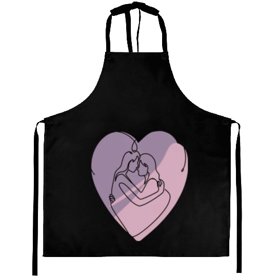 Minimalist Silhouette of Lesbians in Heart Aprons