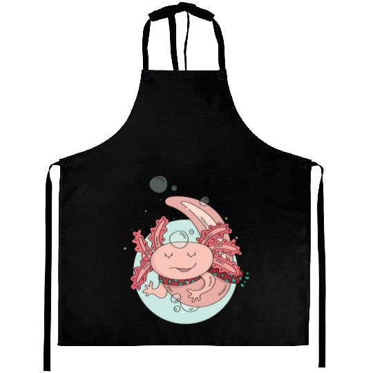 Pastel Axolotl Salamander Cute Lizard Lover Gift Aprons