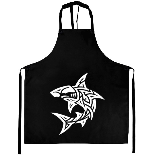Tribal Hammerhead Shark Style Diver Fan Tattoo Aprons