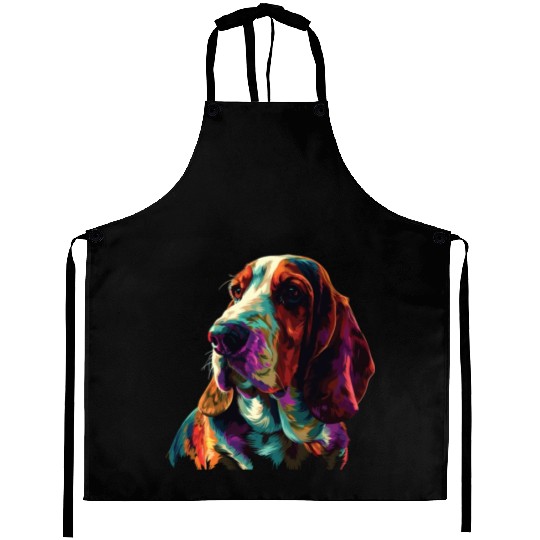 Watercolor Colorful Basset Hound Aprons