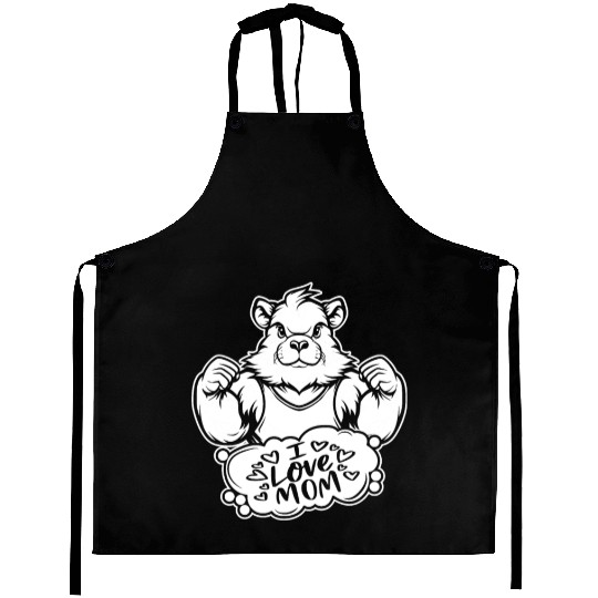 Guinea Pig Cavy I Love Mom Aprons