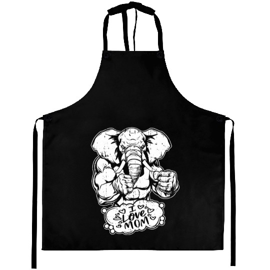 Elephant I Love Mom Aprons