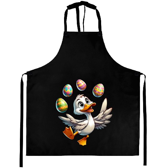 Easter Duck Juggling Eggs, Artistic Drake Aprons