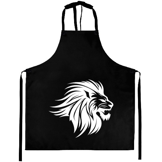 Waving Mane Lion Head Tattoo Ink Style Aprons