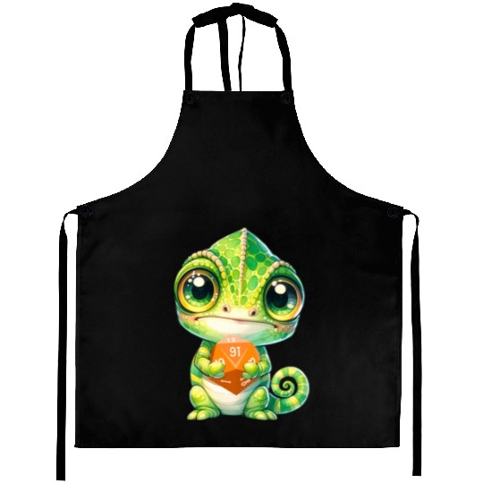 Chameleon Holding 20-sided Dice Aprons