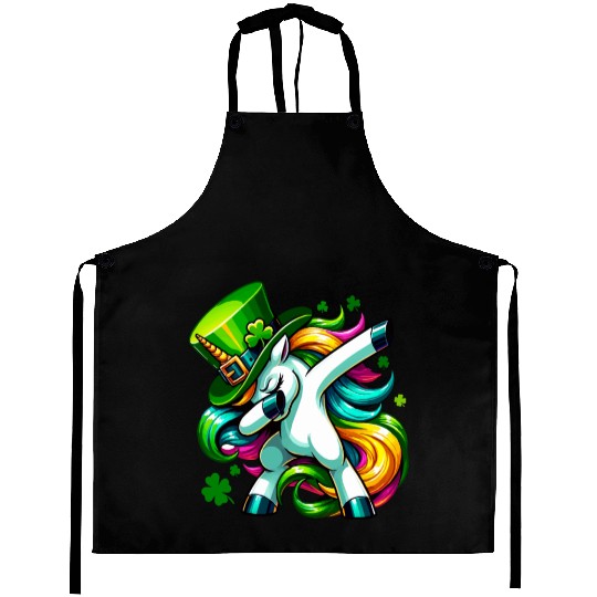 St Patricks Day Girls Women Unicorn Lepricorn Aprons