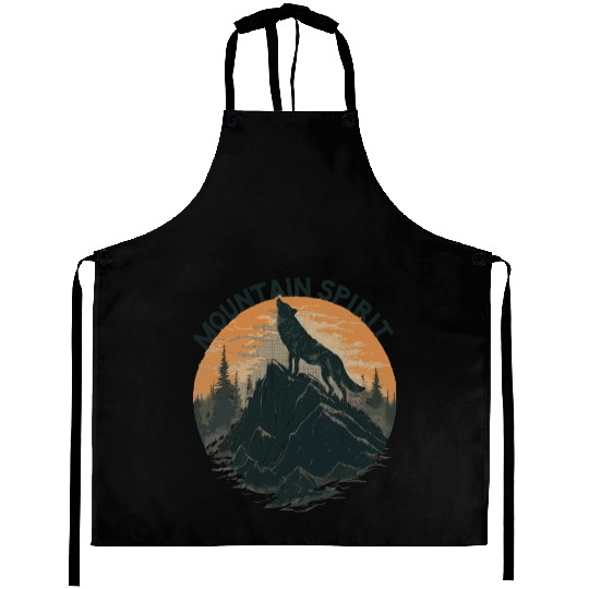 Mountain Majesty Wolf Howling on the Peak Aprons