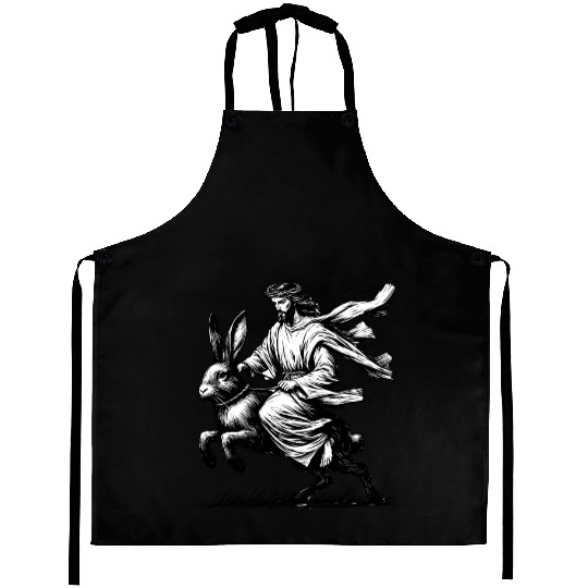 Jesus Riding the Easter Bunny Aprons