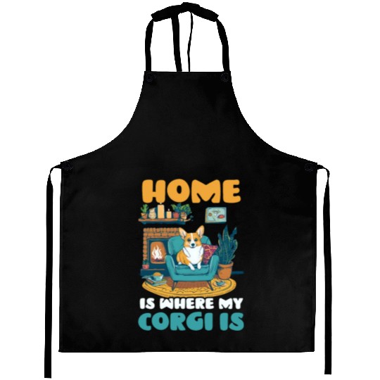 Corgi Mom Dad Home Where Corgi Is Aprons