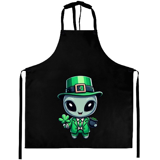 St. Patrick's Day Alien Extraterrestrial Aprons