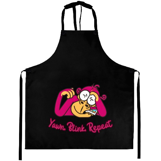Sleepy Monkey's Mantra: Yawn, Blink, Repeat Aprons