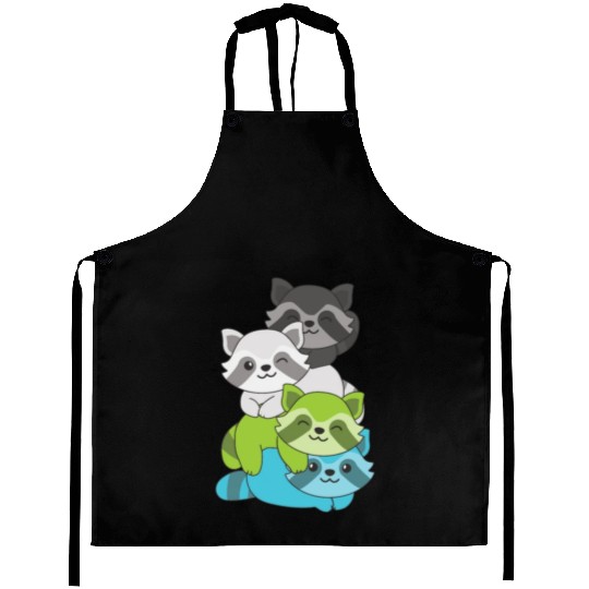 Quiosexual Flag Pride Lgbtq Cute Raccoon Aprons