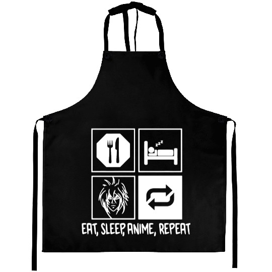 Eat Sleep Anime Repeat Aprons