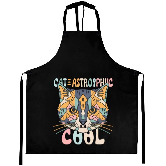 CAT-ASTROPHIC COOL ,funny Cat slogan ,cat lovers. Aprons