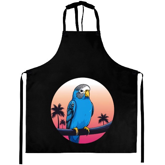 Synthwave Blue Budgie 2 Aprons