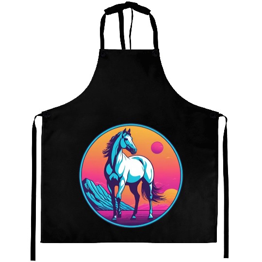 Synthwave Horse 3 Aprons