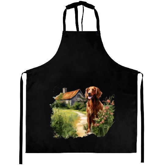 Irish Setter Emerald Dog Cottagecore Adventure Aprons