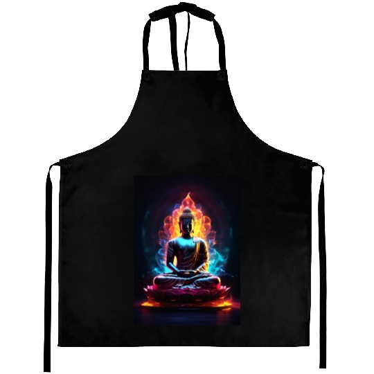 The Buddha Neon Art Aprons
