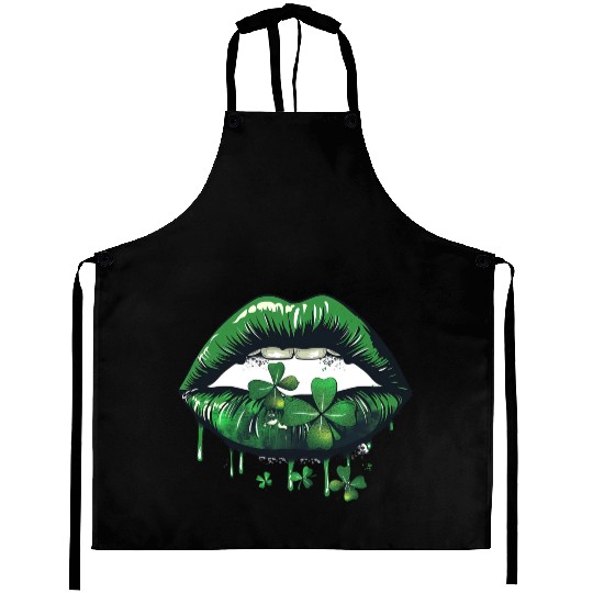 St Patrick Irish Green Lips Aprons