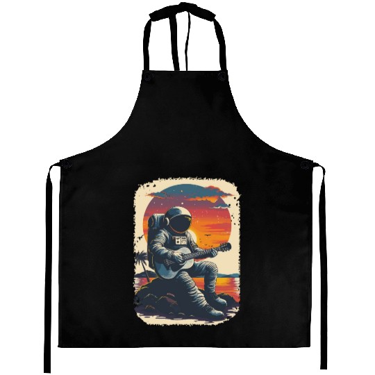 Astronaut Guitar Player Space Music Lover Aprons