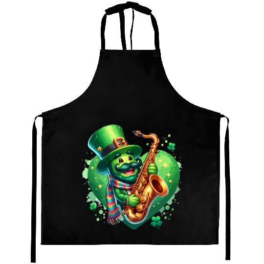 saint patricks day heart jazz music Aprons