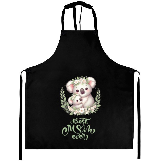 Best Mom Ever Koala Embrace Floral Wreath Aprons