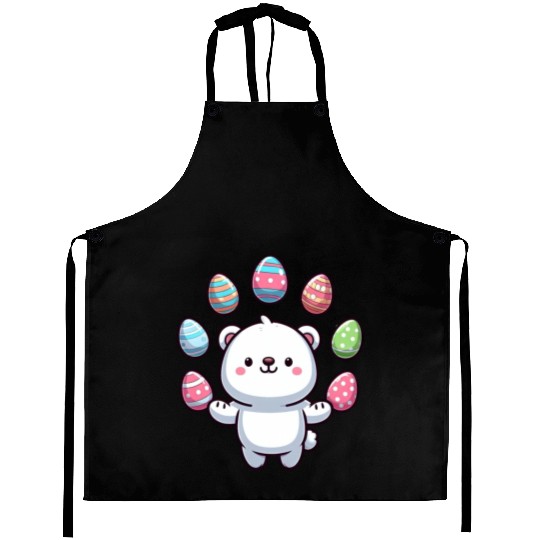Cartoon Polar Bear Easter Egg Design Aprons