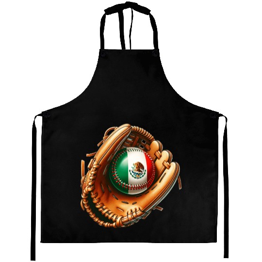 Mexico flag baseball design Aprons