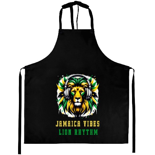 Jamaica lion reggae design Aprons