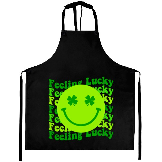 Irish Clover Feeling Lucky Smiling Face Aprons