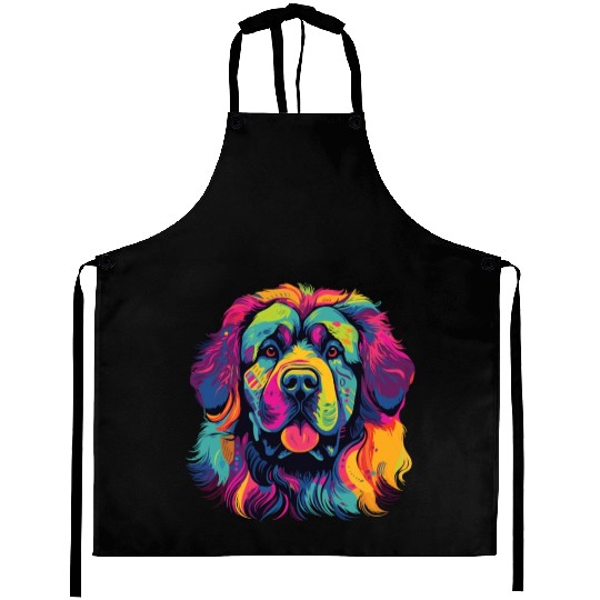 Watercolor Colorful Tibetan Mastiff Aprons
