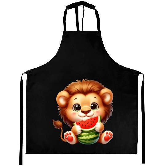 Lion Eating Watermelon Aprons