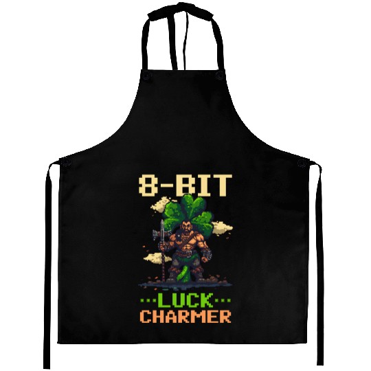 St. Patricks Day Gaming 8-Bit Luck Charmer Aprons