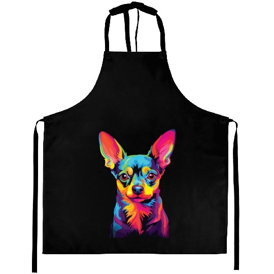 Watercolor Colorful Russian Toy Terrier Aprons
