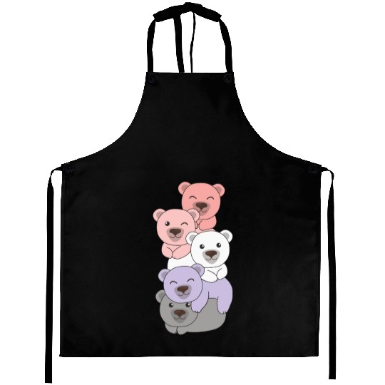 Cupioromantic Flag Pride Lgbtq Cute Bear Pile Aprons